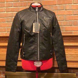 NWT sz L Ci Sono vegan leather black jacket